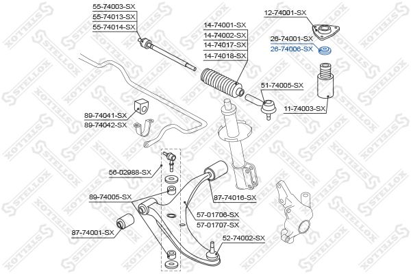 STELLOX 26-74006-SX Rolling Bearing, suspension strut support mount