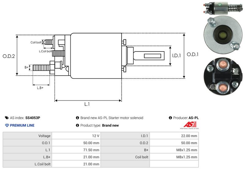 AS-PL SS4053P Solenoid Switch, starter