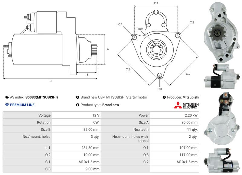 AS-PL S5083(MITSUBISHI) Starter