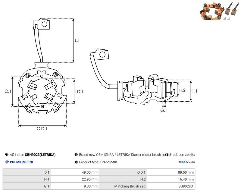 AS-PL SBH9023(LETRIKA) Holder, carbon brushes