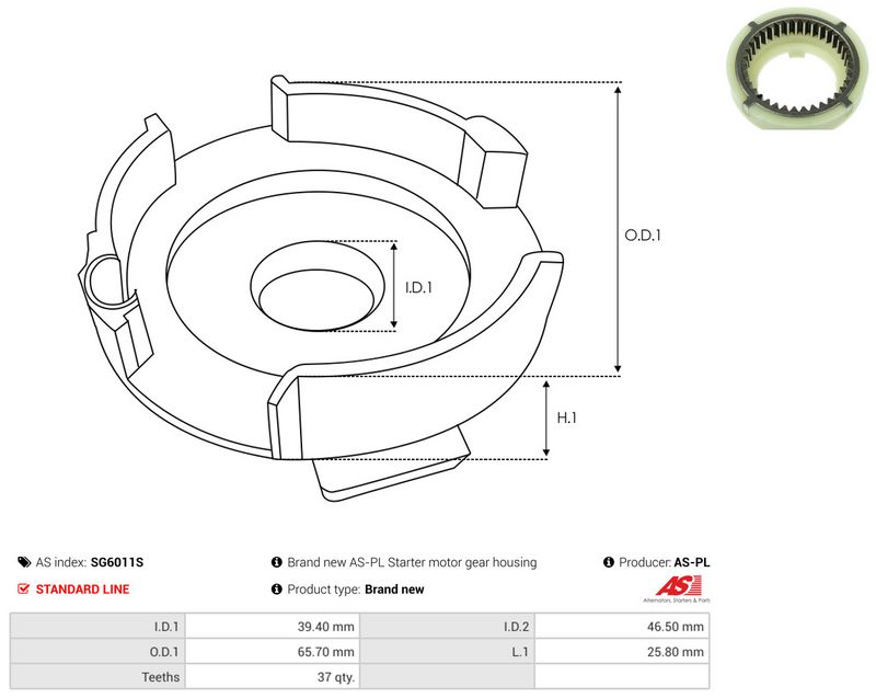 Remondikomplekt, Starter, AS-PL SG6011S