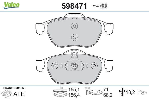 Plaquettes+de+frein+à+disque VALEO 598471
