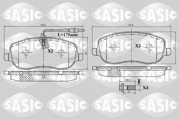 Комплект гальмівних накладок, дискове гальмо, Sasic 6210029