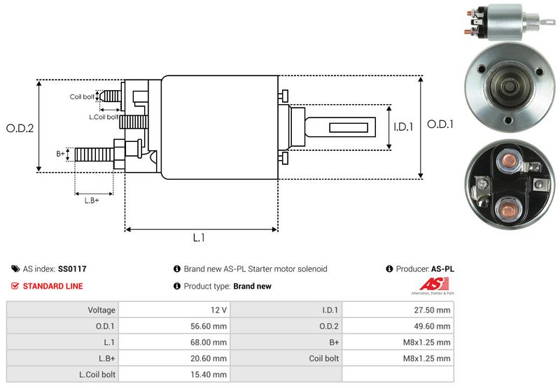 AS-PL SS0117 Solenoid Switch, starter