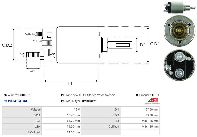 AS-PL SS0019P Solenoid Switch, starter