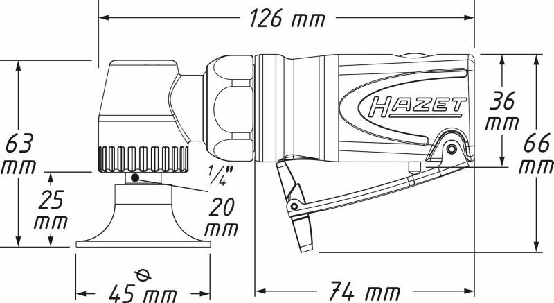 HAZET 9033M-11 Straight-grip Grinder (compressed air)