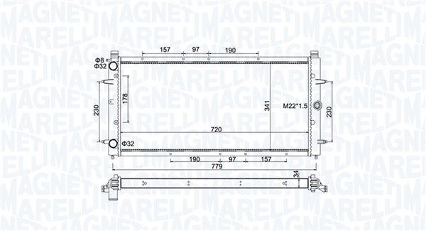 Радіатор, система охолодження двигуна, Magneti Marelli 350213174600