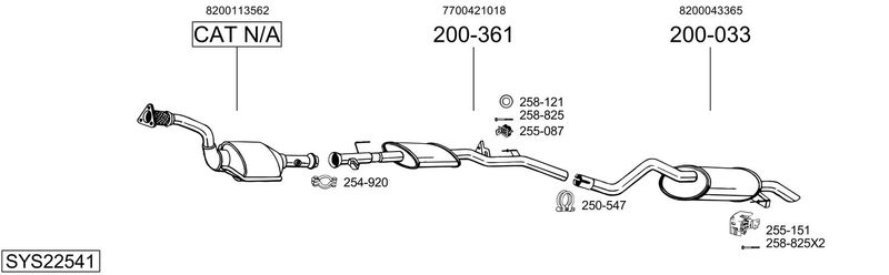 BOSAL kipufogórendszer SYS22541