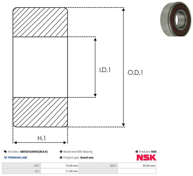 AS-PL ABE9242(NSK)(BULK) Bearing