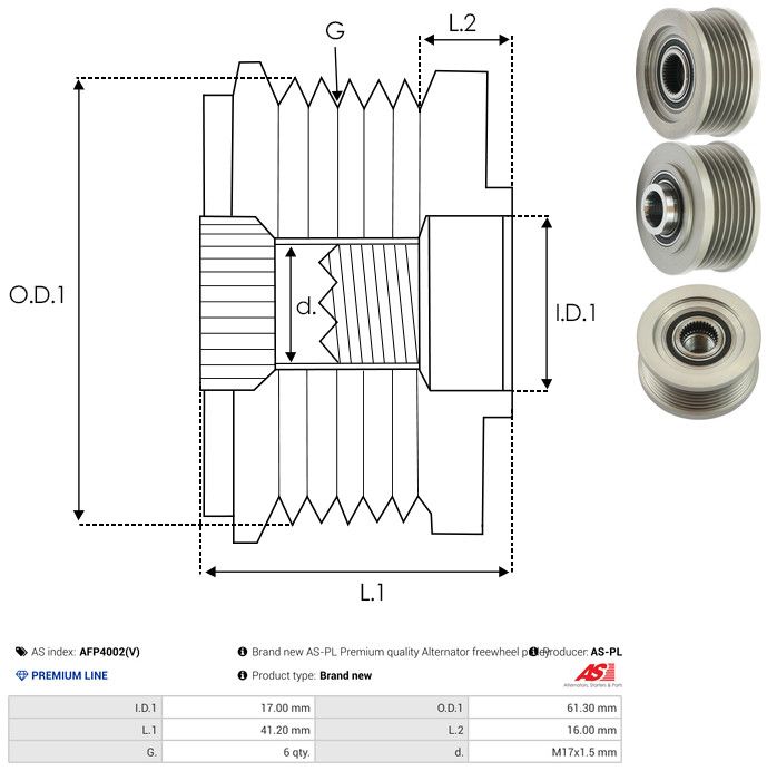 AS-PL AFP4002(V) Alternator Freewheel Clutch