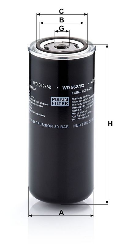 Õlifilter, MANN-FILTER WD 962, 32