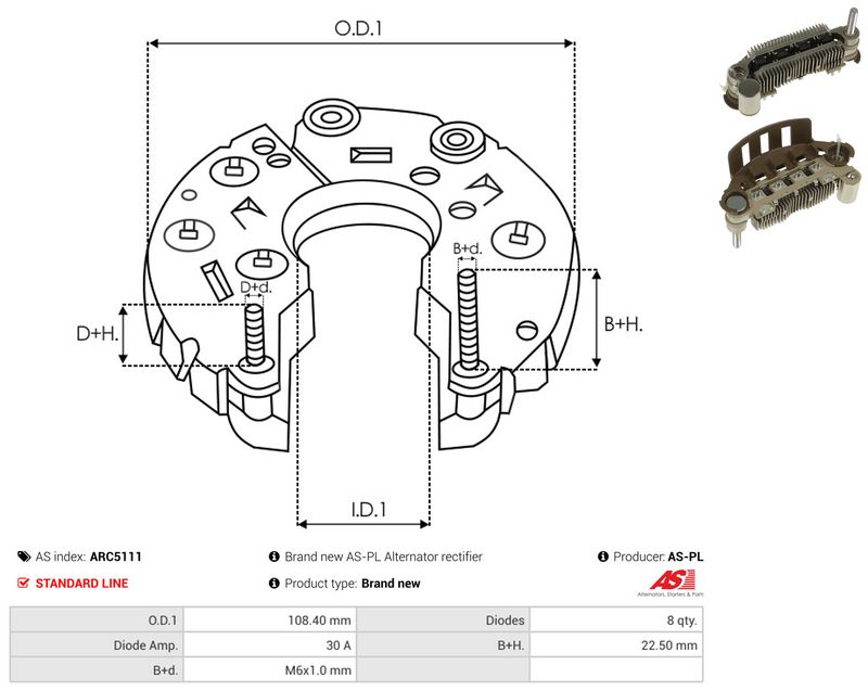 AS-PL ARC5111 Rectifier, alternator