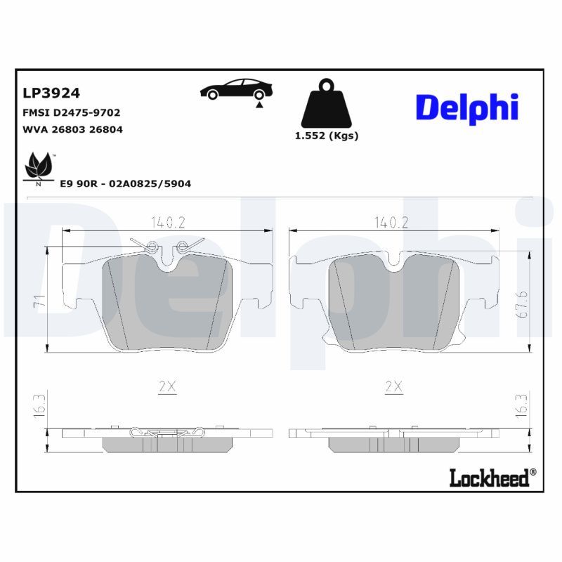 DELPHI LP3924 Brake Pad Set, disc brake