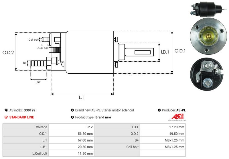 AS-PL SS0199 Solenoid Switch, starter