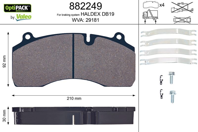 set placute frana,frana disc 882249 VALEO