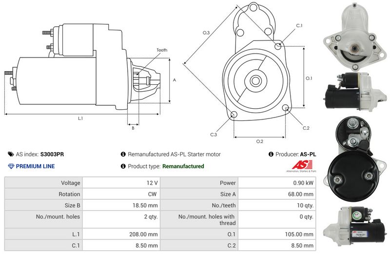 Starter, AS-PL S3003PR