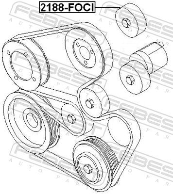 FEBEST 2188-FOCI Deflection/Guide Pulley, V-ribbed belt