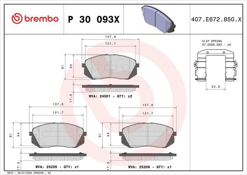 BREMBO P30093X Brake Pad Set, disc brake