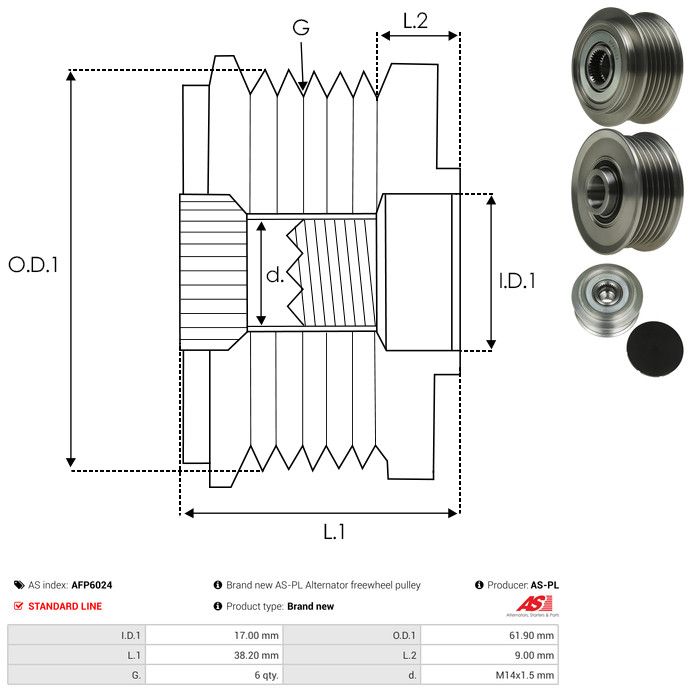 AS-PL AFP6024 Alternator Freewheel Clutch
