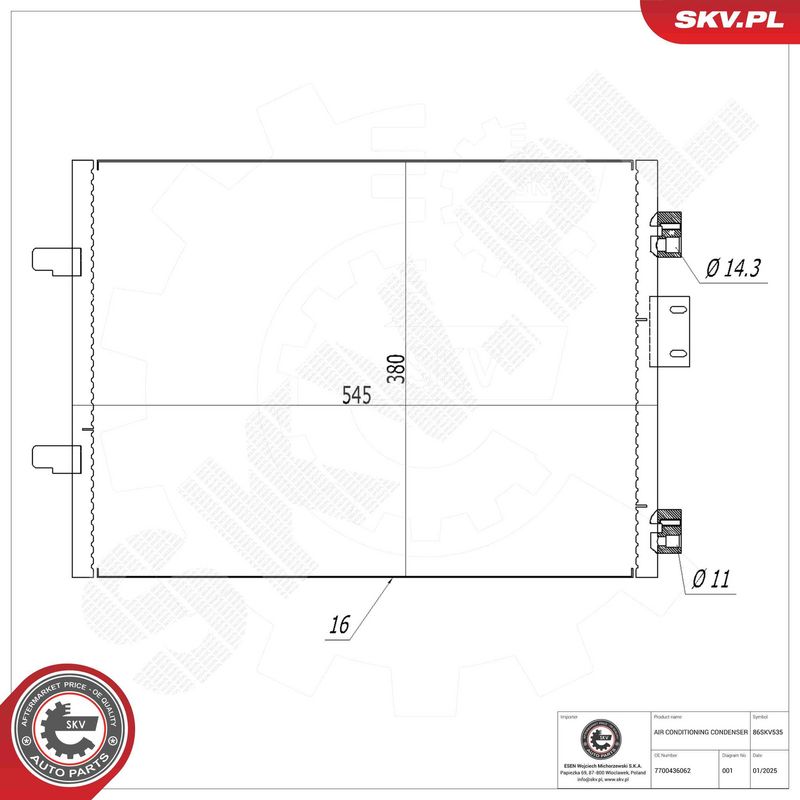 ESEN SKV 86SKV535 Condenser, air conditioning