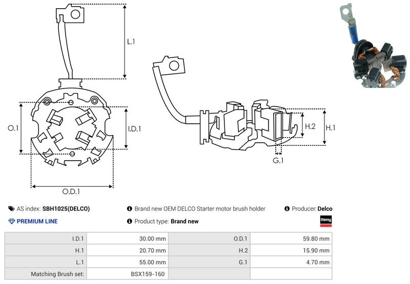 AS-PL SBH1025(DELCO) Holder, carbon brushes