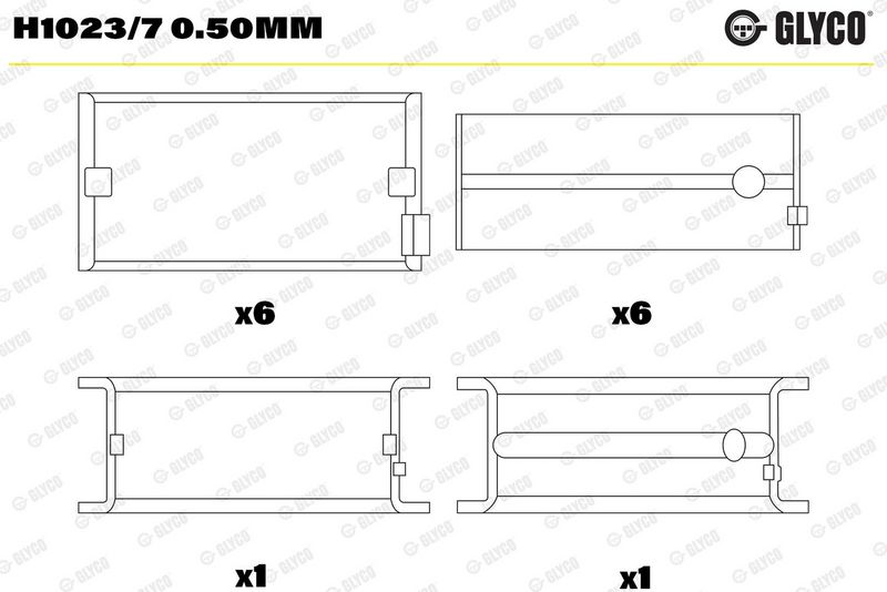 Coussinet+vilebrequin GLYCO H1023/7 0.50mm
