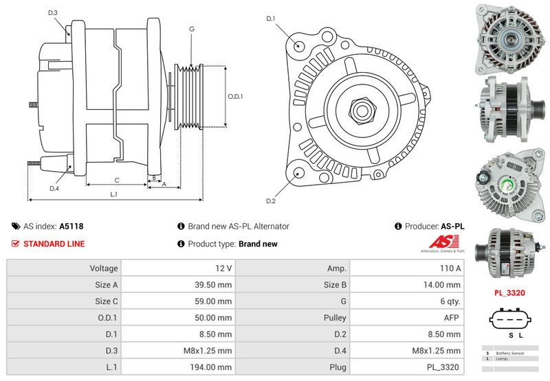 AS-PL A5118 Alternator