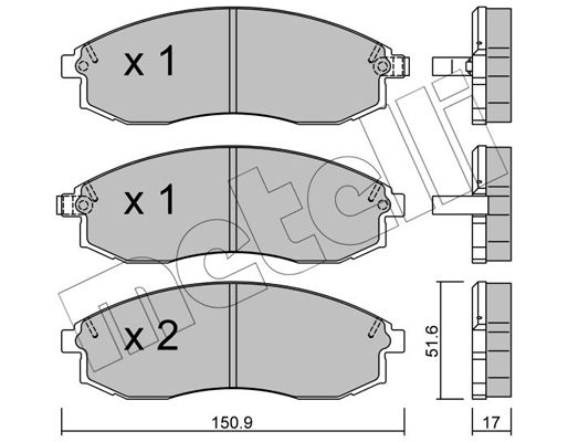 Комплект гальмівних накладок, дискове гальмо, Metelli 22-0306-0