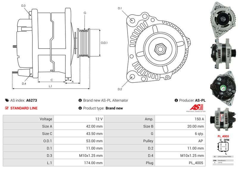 AS-PL A6273 Alternator