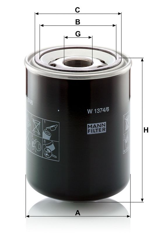 Õlifilter, MANN-FILTER W 1374, 6