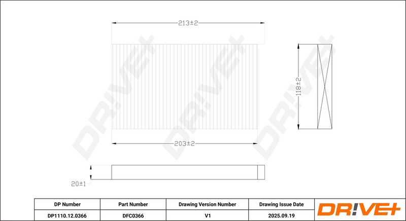 Filtru, aer habitaclu DP1110.12.0366 Dr!ve+