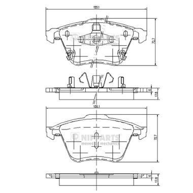 Комплект гальмівних накладок, дискове гальмо, Nipparts J3603067