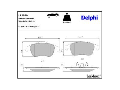 DELPHI LP2079 Brake Pad Set, disc brake