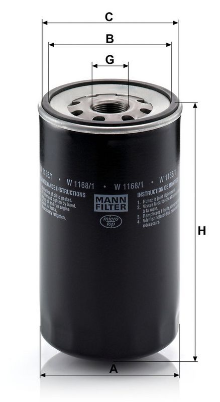 Filtru ulei W 1168/1 MANN-FILTER