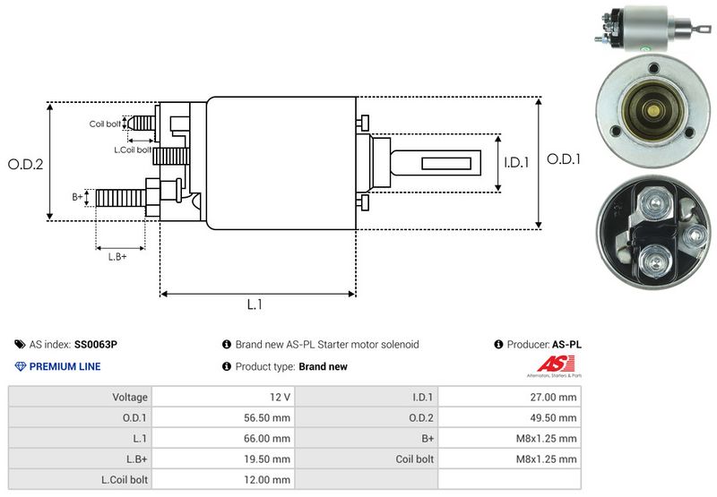 AS-PL SS0063P Solenoid Switch, starter