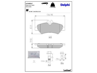DELPHI LP1983LC - Brake Pad Set, disc brake