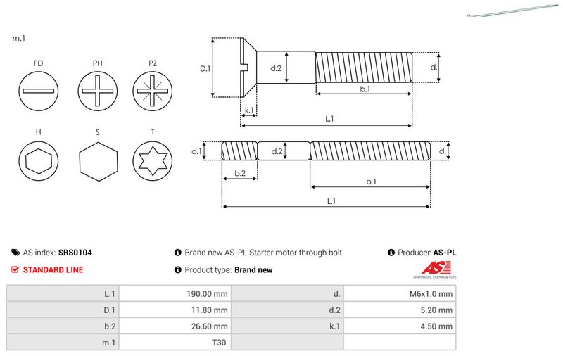AS-PL SRS0104 Repair Set, alternator
