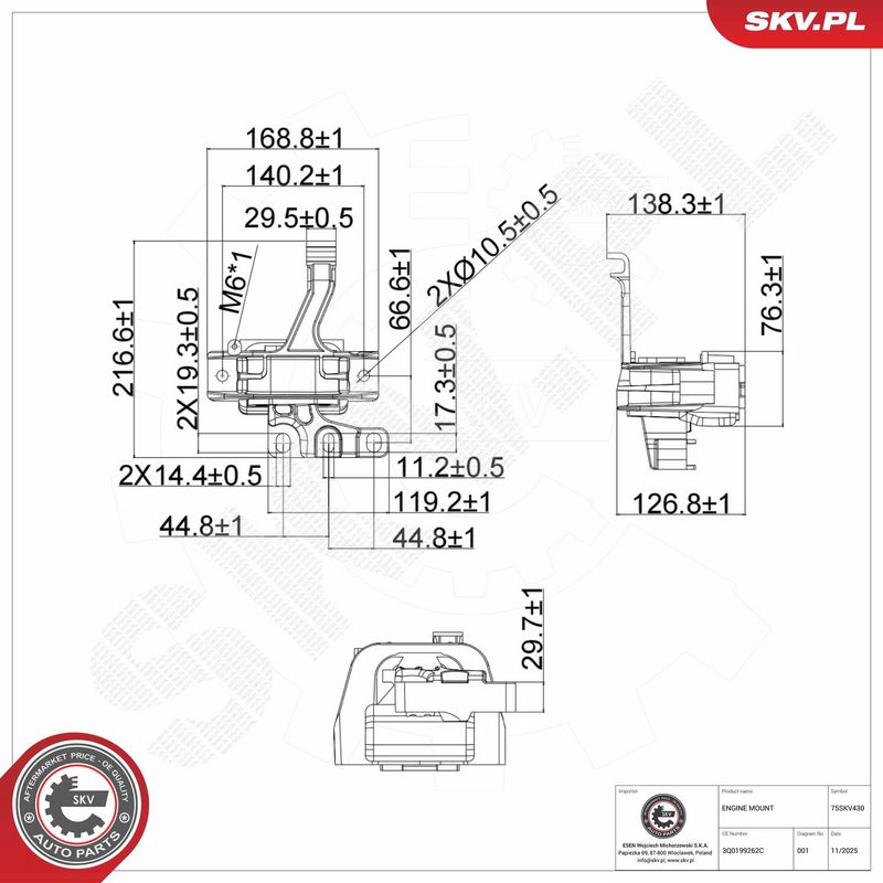 Prekės atitinka OEM kodą: 3Q0199262C