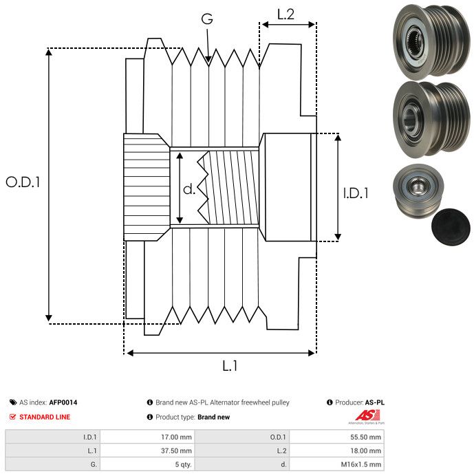 AS-PL AFP0014 Alternator Freewheel Clutch