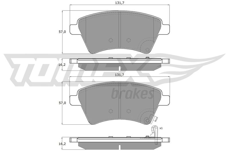 TOMEX Brakes TX 15-19 Комплект гальмівних накладок, дискове гальмо