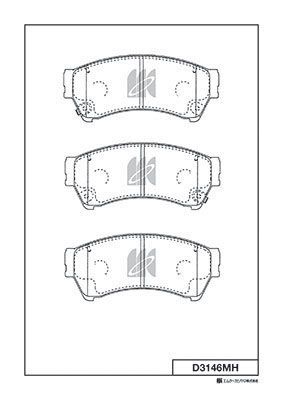 Комплект гальмівних накладок, дискове гальмо, Kashiyama D3146MH