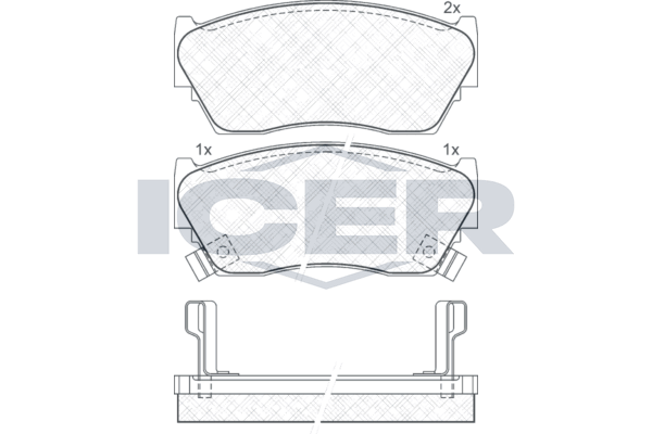 Комплект гальмівних накладок, дискове гальмо, Icer 180882