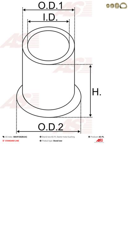AS-PL SBU9126(BULK) Bush, starter shaft