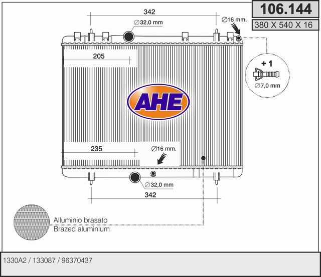 AHE 106.144 - Radiator, engine cooling