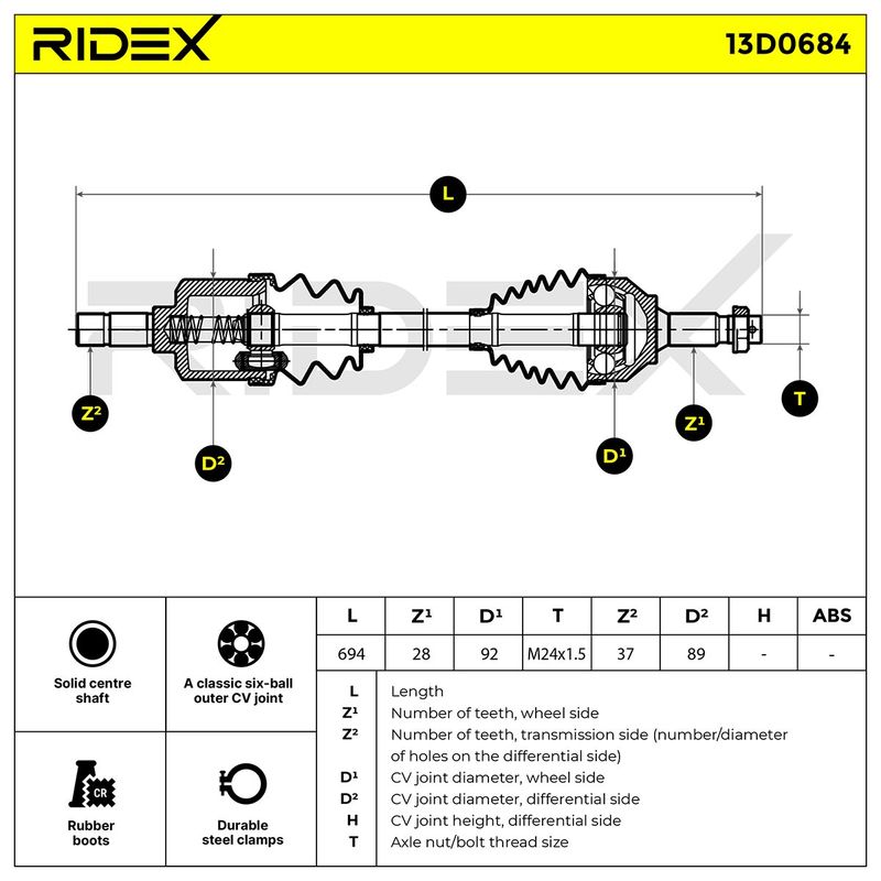 полуоска RIDEX