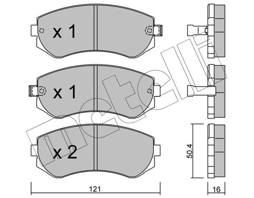 Комплект гальмівних накладок, дискове гальмо, Metelli 22-0304-0