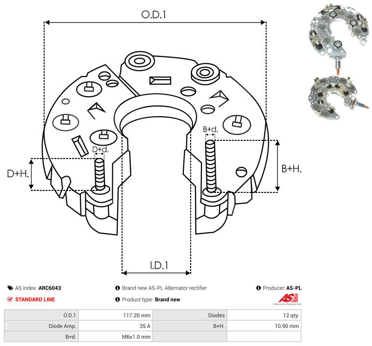 AS-PL ARC6043 Rectifier, alternator