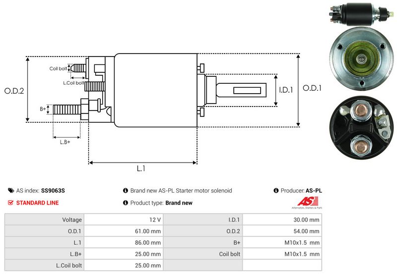 AS-PL SS9063S Solenoid Switch, starter