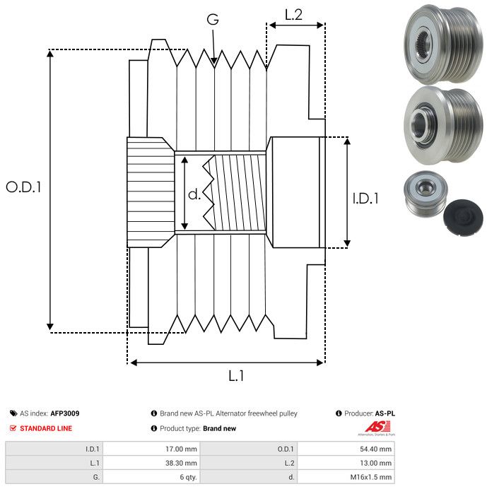 AS-PL AFP3009 Alternator Freewheel Clutch