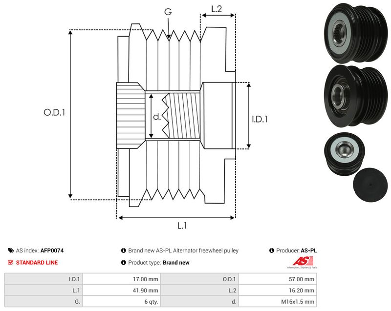 AS-PL AFP0074 Alternator Freewheel Clutch
